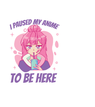 I paused my Anime to be here model albastru închis pe tricou