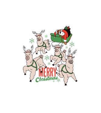 Crăciun Fericit Moș Crăciun Leneș model alb pe tricou