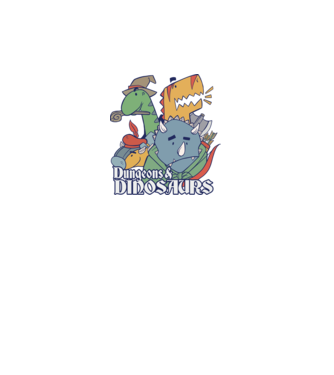Dungeons and Dinosaurs model albastru închis pe tricou