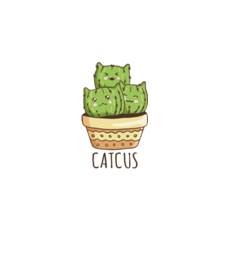 Catcus Pisică Cactus model alb pe tricou