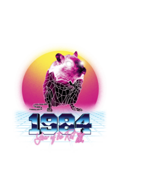 1984 Year of the Rat model negru pe tricou