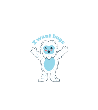 Vreau o îmbrățișare Yeti drăguț model negru pe tricou