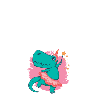 T-rex Balerină model alb pe tricou