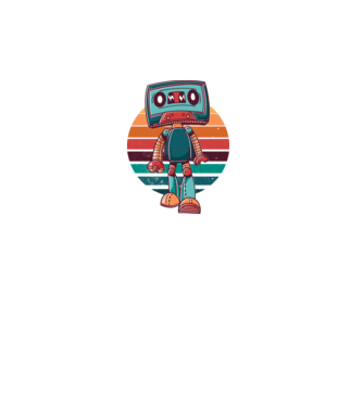 Robot Casetă retro model alb pe tricou