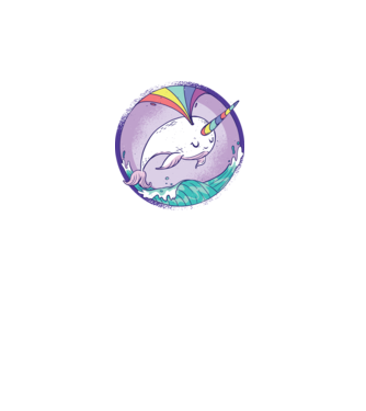 Unicorn drăguț Balenă - Narval model alb pe tricou