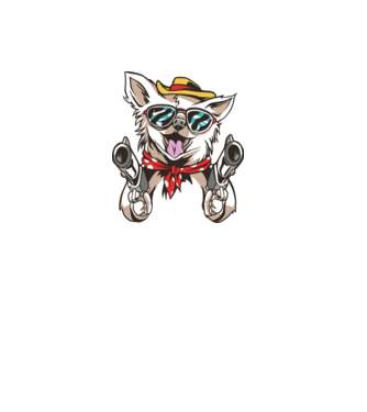 Chihuahua cu Pistol model alb pe tricou