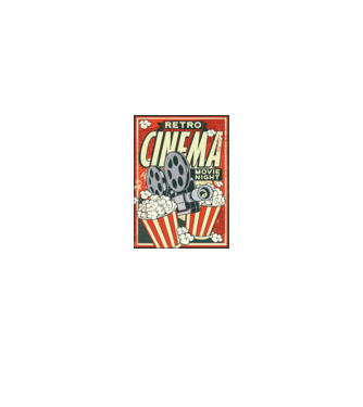 Afiș cinema retro model alb pe tricou