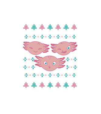 Pulover urât Axolotl model alb pe tricou