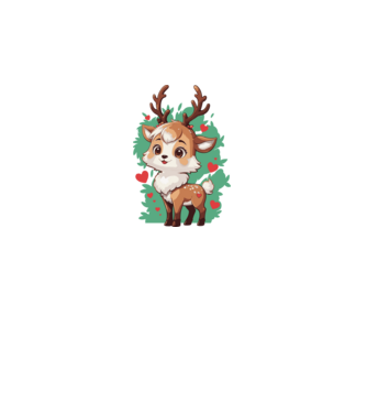 Valentine Deer model alb pe tricou
