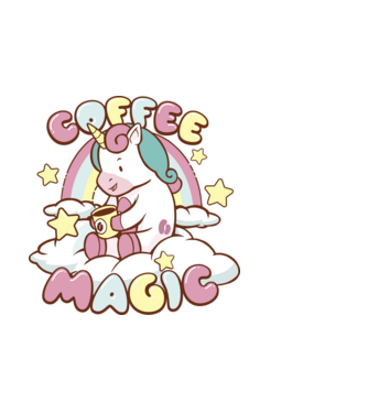 Cafea Magică Unicorn model negru pe tricou