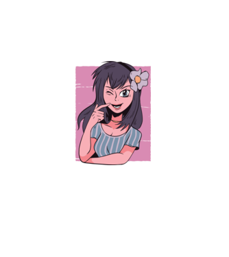 Fată Anime model albastru închis pe tricou