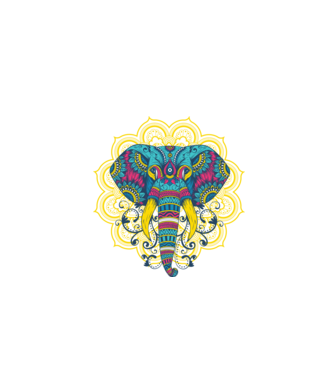 Elefant Mandala Colorat model albastru închis pe tricou