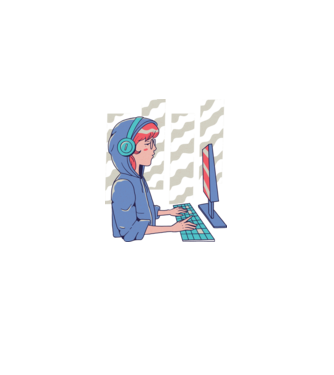 Anime Programator fată model mov pe tricou