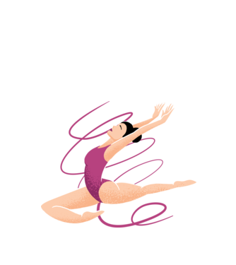 Gimnastică ritmică model negru pe tricou