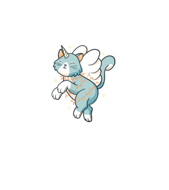 Pisică Unicorn model alb pe tricou