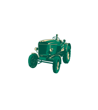 Tractor vechi model gri pe tricou
