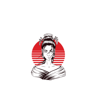 Geisha japoneză model gri pe tricou