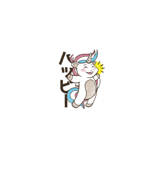 Kawaii unicorn model alb pe tricou