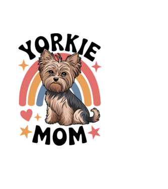 Yorkie Mom Alb model negru pe tricou