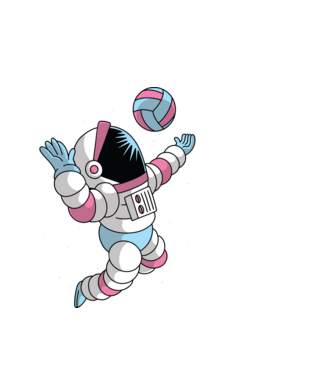 Astronaut voleibalist model alb pe tricou