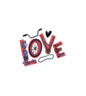 Love Bicicletă model alb pe tricou