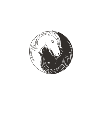 Călăreț Yin Yang model alb pe tricou