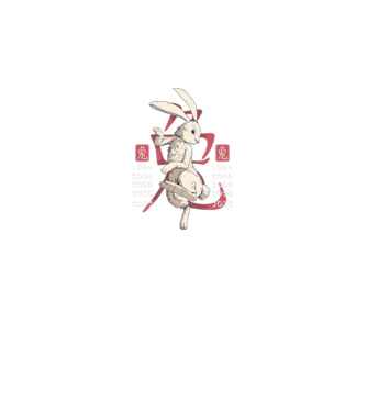 Year of the Rabbit model negru pe tricou