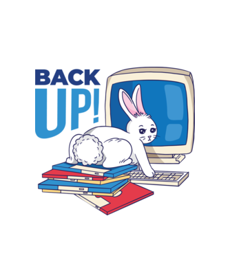 Back up bunny model alb pe tricou