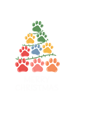 Merry Christmas Paws Negru model negru pe tricou