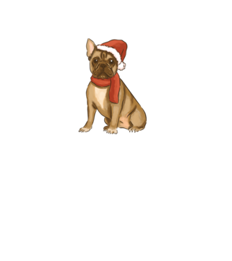 Bulldog francez de Crăciun model alb pe tricou