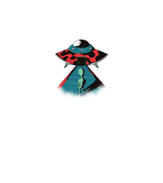 Alien Ufo model negru pe tricou