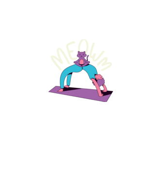 Meowm - Pisică Yoga model albastru închis pe tricou