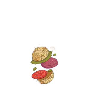 Burger lună model negru pe tricou