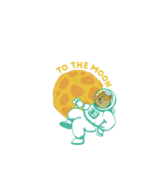 Dogecoin to the moon model negru pe tricou