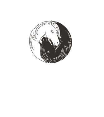 Călăreț Yin Yang model alb pe tricou