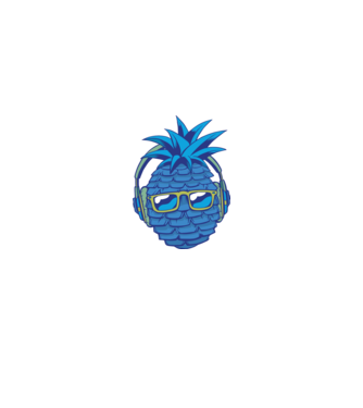 Ananas albastru cu căști model roșu pe tricou
