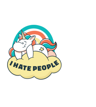 Urăsc oamenii Unicorn model alb pe tricou