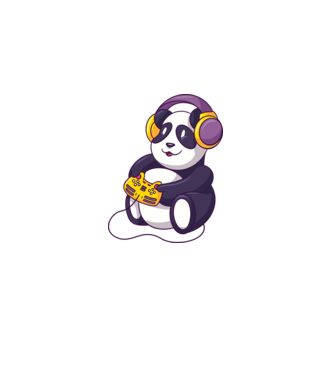 Gamer Panda model gri pe tricou
