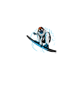 Yeti Snowboarder model alb pe tricou