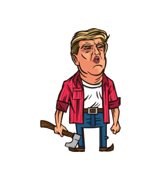 Trump tăietor de lemne model alb pe tricou