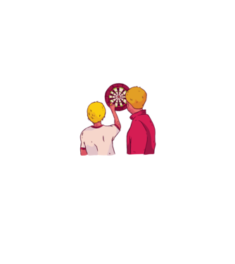 Darts Tată Fiu model albastru jeanși pe tricou