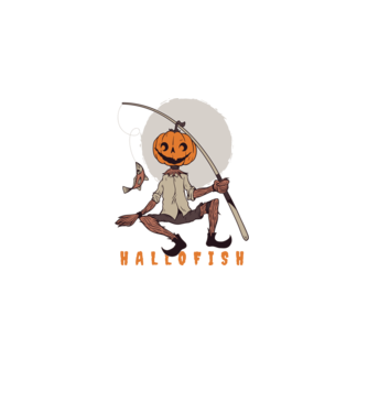 Hallofish - Pescar Halloween model negru pe tricou