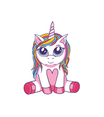 Unicorn drăguț model alb pe tricou