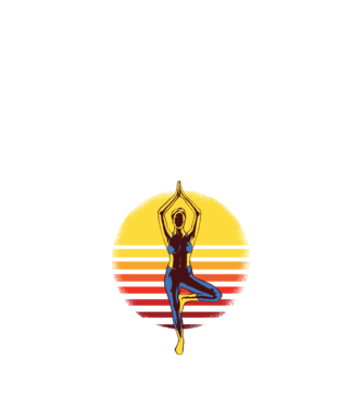Retro yoga model negru pe tricou