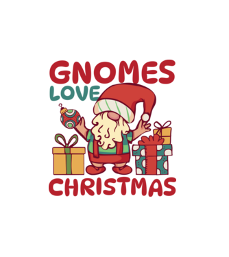 Gnomes LOVE Christmas model alb pe tricou