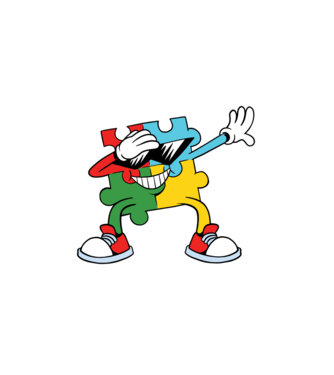 Autist DAB Puzzle model alb pe tricou