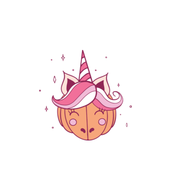 Unicorn Dovleac model alb pe tricou