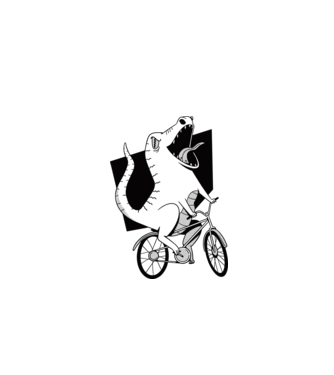 Dinozaur cu bicicletă model albastru închis pe tricou
