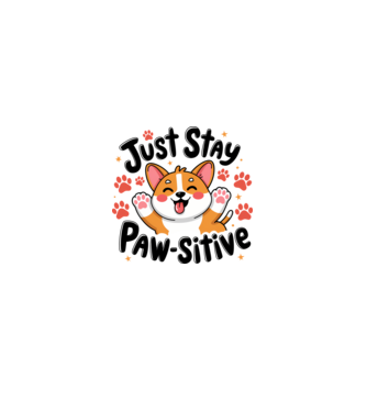 Just Stay Paw-sitive Alb model roz deschis pe tricou