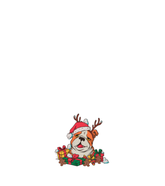 Bulldog de Crăciun model alb pe tricou